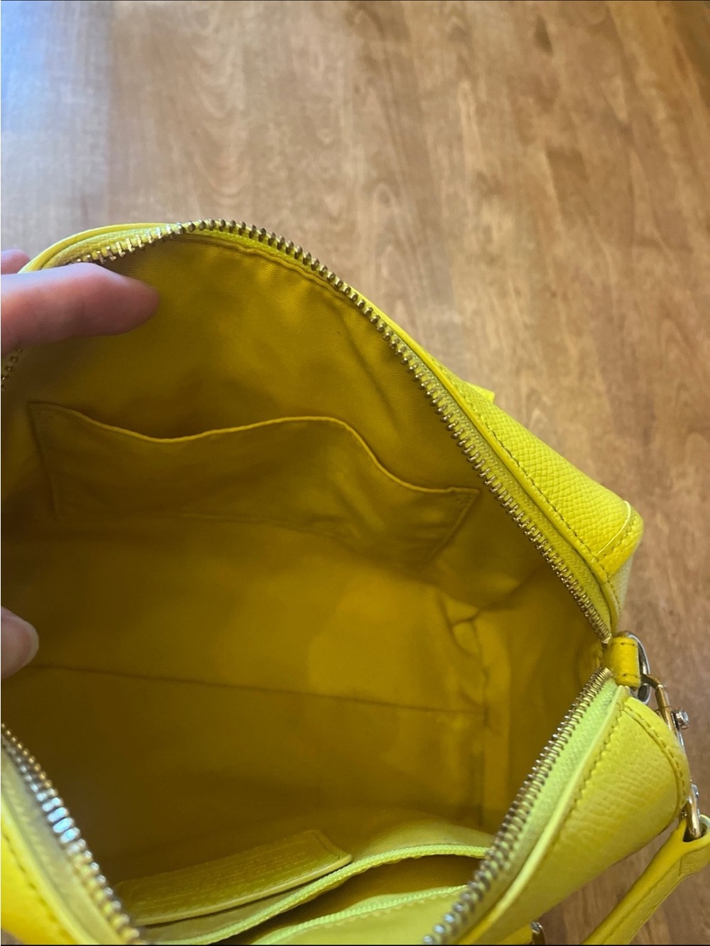 Coach Yellow Leather Satchel with Banana Charm Keyring - Picture 5 of 9